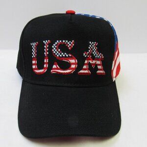 Black Patriotic USA American Flag Stars & Stripes Baseball Hat Cap NEW